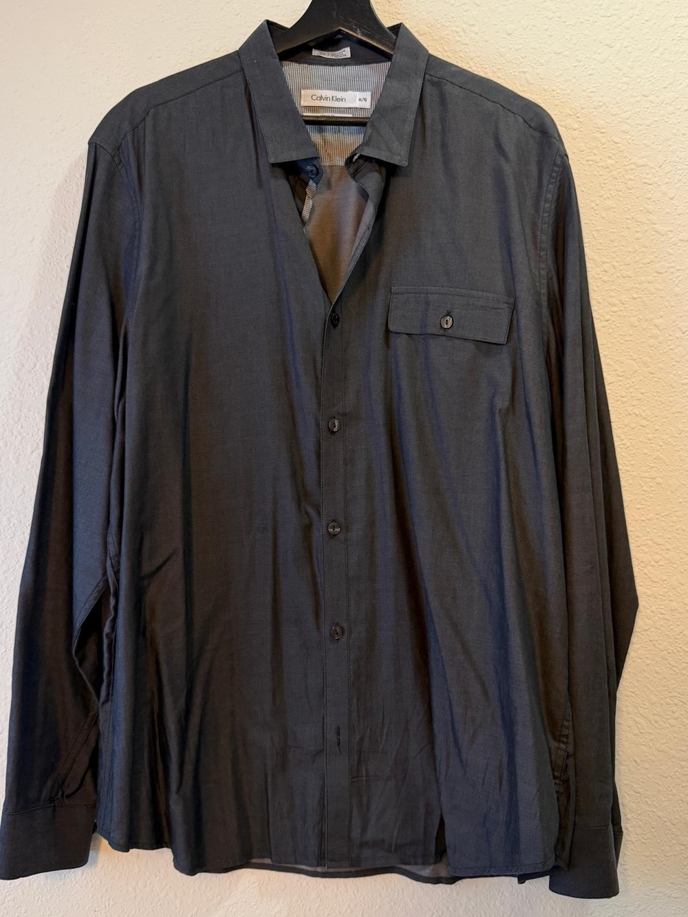 Calvin Klein Gray Houndstooth Classic Fit Shirt